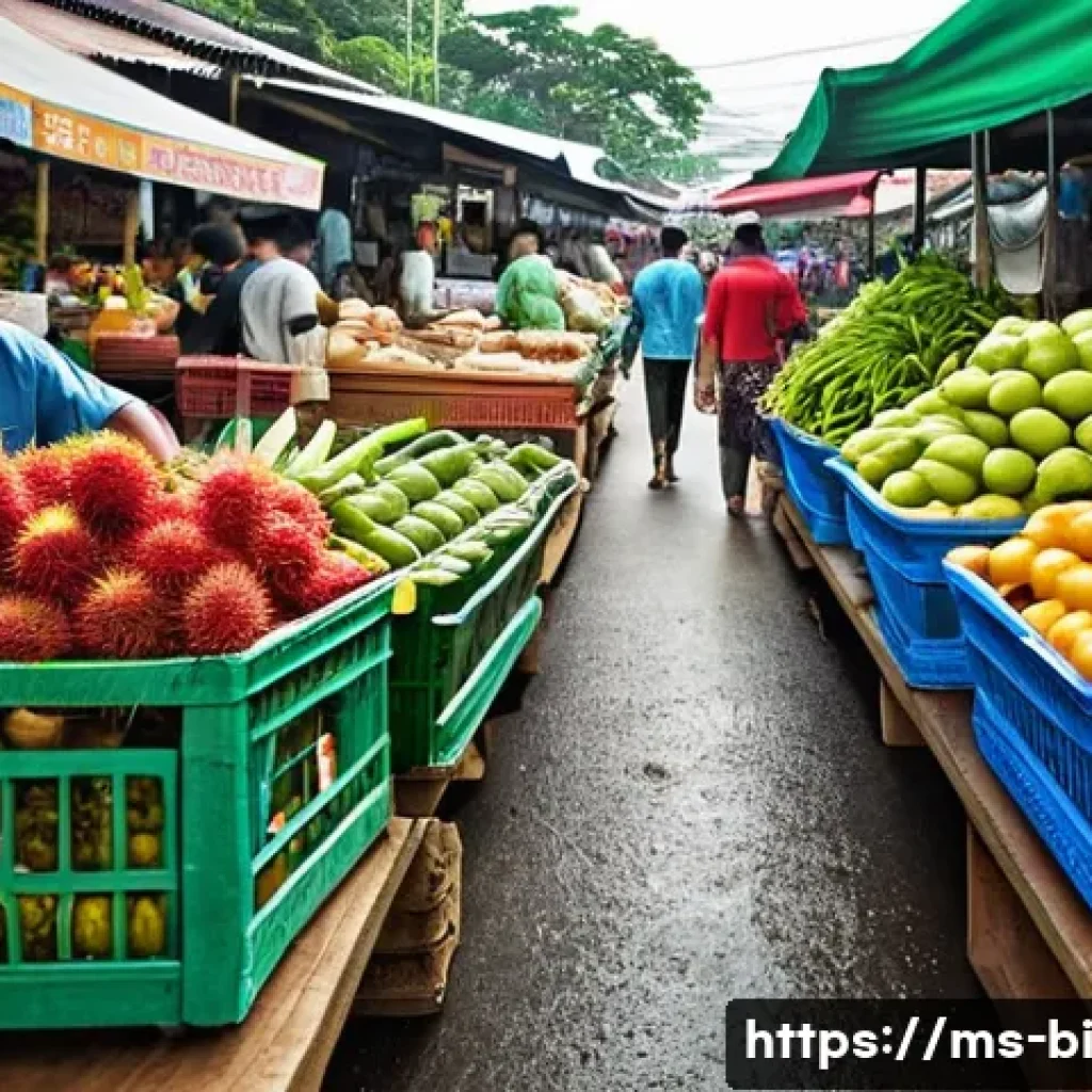 슬로우 푸드 교육을 위한 온라인 강좌 - A vibrant Malaysian wet market scene focused on a Slow Food philosophy: local vendors selling fresh,...