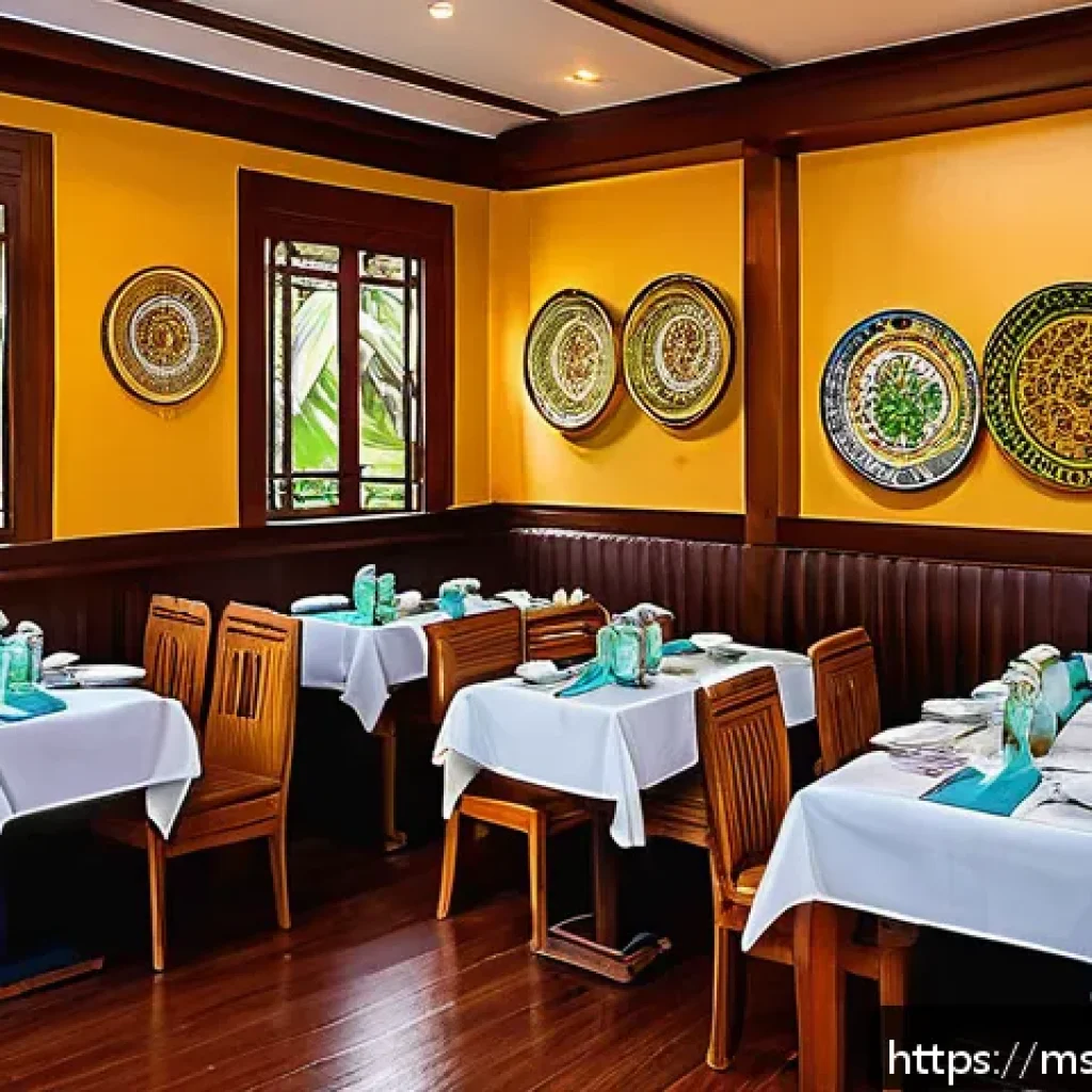 슬로우 푸드의 철학을 실천하는 식당 - A cozy Malaysian slow food restaurant interior featuring traditional wooden furniture and antique lo...