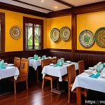 Home 21 슬로우 푸드의 철학을 실천하는 식당 - A cozy Malaysian slow food restaurant interior featuring traditional wooden furniture and antique lo...