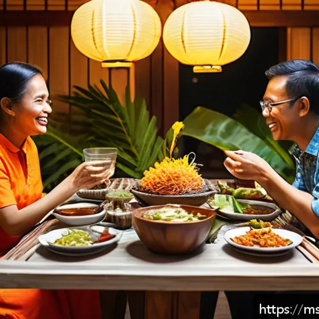 슬로우 푸드를 통한 건강한 삶 - A cozy Malaysian family dining scene during dinner time, featuring a diverse family seated around a ...