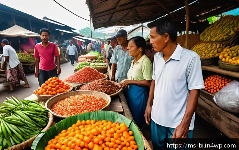 슬로우 푸드의 지역별 특징 - A vibrant traditional Malaysian morning market scene in Kuala Lumpur, with local farmers and vendors...