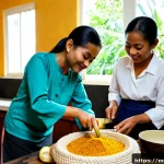 Home 23 슬로우 푸드를 통한 식생활 개선 사례 - Photorealistic Malaysian family preparing a wholesome slow-food dinner in a warm home kitchen, grand...