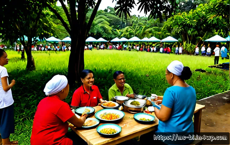 Home 17 슬로우 푸드 문화의 국제적 행사 - Photorealistic international slow food festival in a lush Malaysian community garden, diverse famili...