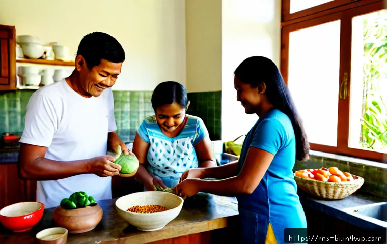 Home 17 슬로우 푸드와 가족의 유대감 - Photorealistic Malaysian family of three generations preparing a slow food meal together in a bright...